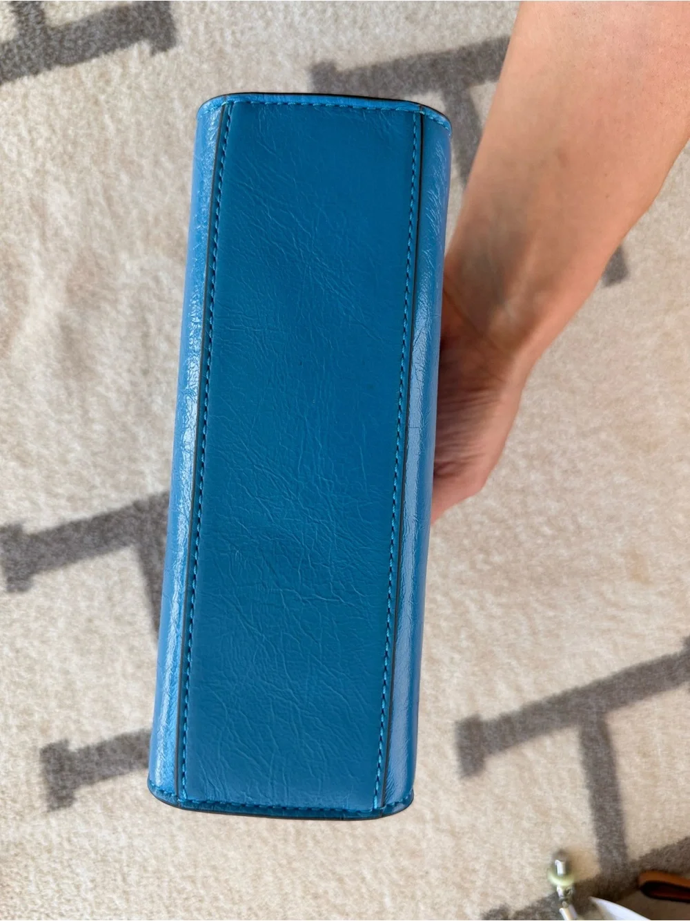 Tory Burch Bright Blue Leather Satchel with Gold Logo